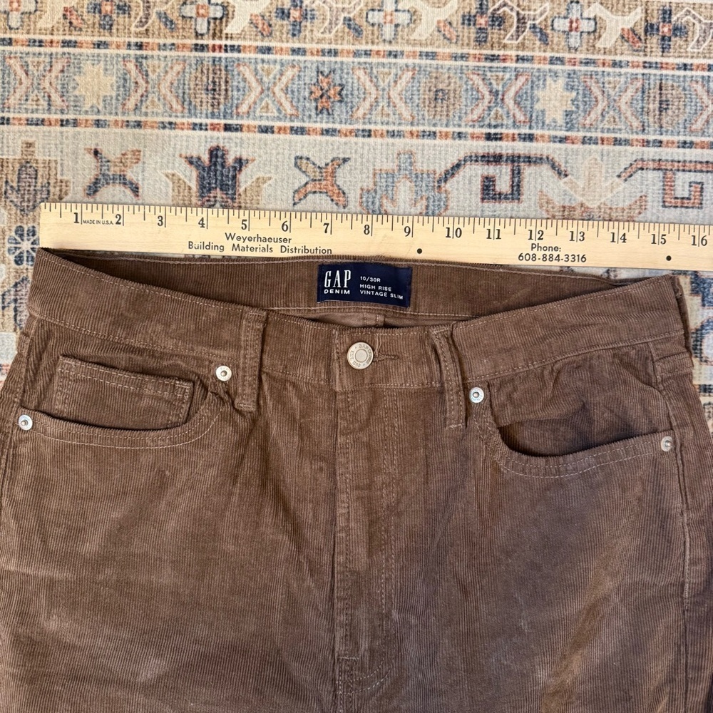 GAP High Rise Vintage Slim Straight Brown Corduroy Pants Women’s Size 10/30R - Picture 10 of 12